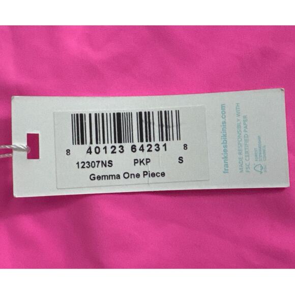 NWT Frankies Bikinis Gemma One Piece Wrap Swimsuit Knockout Pink Size S - Picture 7 of 12